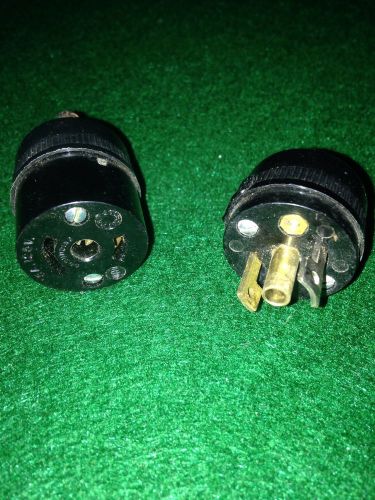 Vintage hubbell turn and pull twist lock set 1 male and 1 female 15a 125v for sale