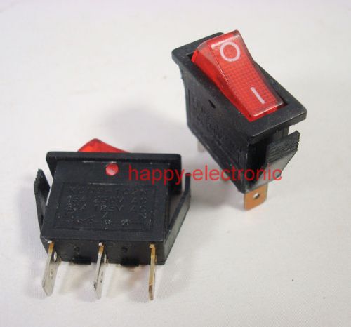 100 pcs 3pin illuminated rocker switch red spst 20a 125vac for sale