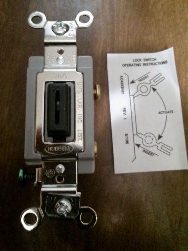 HUBBELL LOCK LOCKING LIGHT SWITCH INDUSTRIAL 2-POLE 120-277VAC HBL1222L NIB