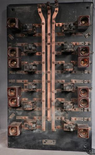 Antique STEAM PUNK Frankenstein Porcelain Copper Slate Fuse Box Panel LAGANKE