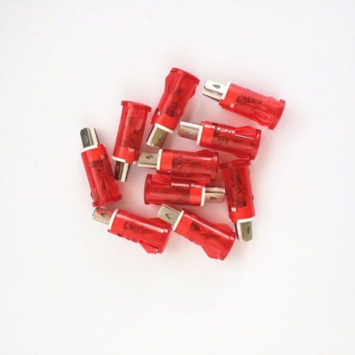 10x Panel Neon Indicator Red Light AC220V 10mm Mounting Hole Pilot Signal Lamp