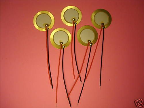 5 Prewired 27mm Piezo Disc / Element / Contact Mic