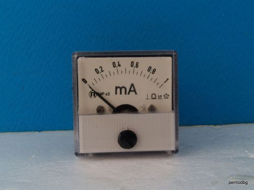 ANALOG  PANEL MILI AMPER METER  0-1 mA  2.5 %  MP40 BULGARIA NOS   RARE