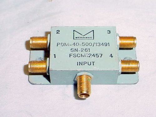 Merrimac PDM-40-500/13491 1 to 4 way Splitter RF Microwave SMA Connections