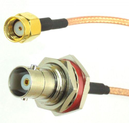 10PCS RP-SMA male plug to BNC female bulkhead RG-316 cable jumper pigtail 15cm