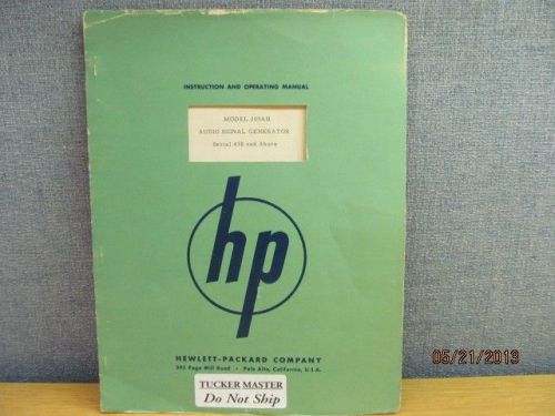 Agilent/HP 205AH Audio Signal Generator Instruction Operating Manual/sc S# 438