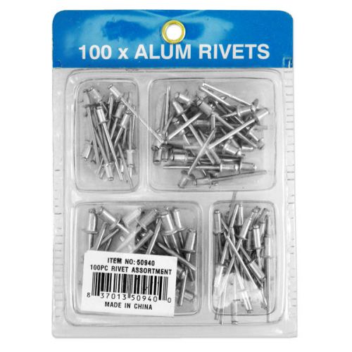 100pc Rivet Assortment Set Blind Pop Riveter Tool Kit