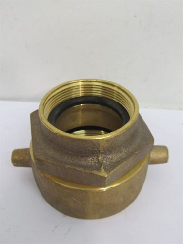 Fire Hose Brass Swivel Adapter Coupling, 2 1/2&#034; NPSM x 2&#034; NPT