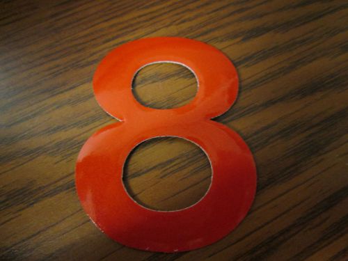 8 (Eight), Adhesive Fire Helmet Numbers, Red/Orange, Lot of 16, NEW