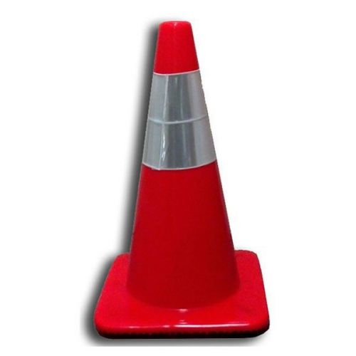 1850-6 18&#034; W/ 6&#034; Reflective Stripe Orange Traffic Cones 15 Cones/Pkg, Wide Body