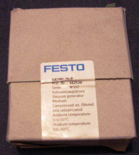 FESTO VADMI-70-P VACUUM GENERATOR W / EJECTOR PULSE / VACUUM SWITCH / NEW