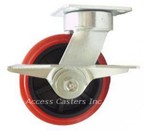 5PKLPSB 5&#034; Kingpinless Swivel Caster with Brake, Poly on Poly Wheel, 800 lbs Cap