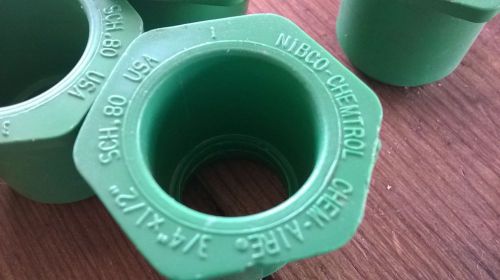 Nibco CHEM-AIRE 3/4 x 1/2&#034; Reducer Bushing SPIG-SOC CF00600 Green Sch 80 Fitting