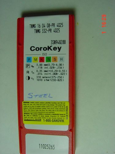 Sandvik CoroKey ANSI Carbide Inserts TNMG 332-MM 2025 [10 only]
