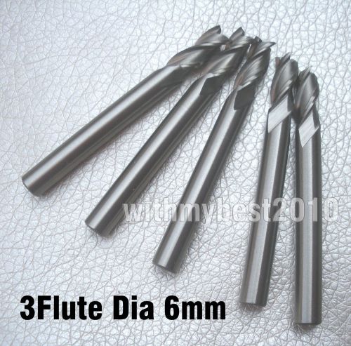 Lot 5pcs 3flute hss end mills cutting dia 6mm shank dia 6mm length 57mm tools for sale