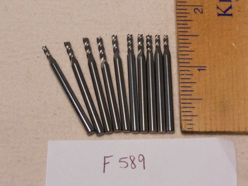 10 NEW 1/8&#034; SHANK CARBIDE END MILLS. 4 FLUTE. USA MADE    {F589}