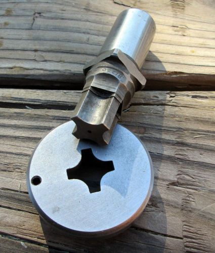 Punch Die Set .25&#034; 1/4&#034; Radius 4 Way Shape Diacro 906/212B Shank .937&#034;