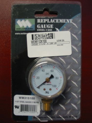 Weldmark replacement pressure gauge - 100psi - 1.5&#034; for sale