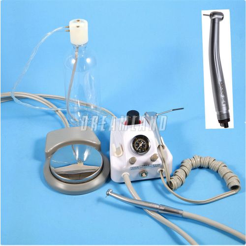 Portable Dental Air Turbine Unit Air Compressor 4HPedal w/ Fast Speed Handpiece