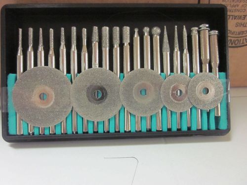 150-GRIT 25pc 1/8&#034;shank DIAMOND BURR CUTTING POLISHING SET 4 DREMEL ROTARY TOOLS