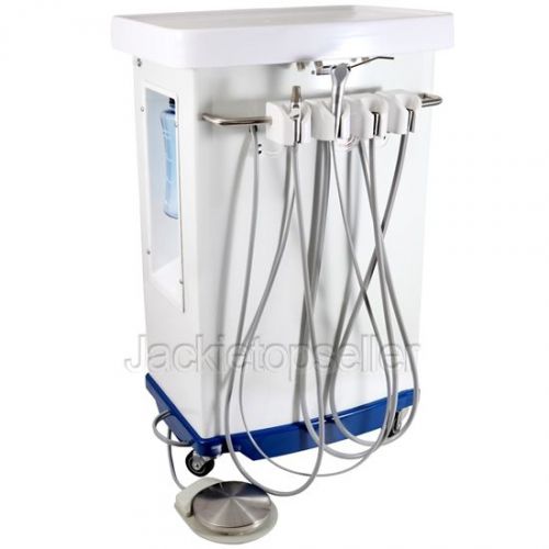 Dental Portable Delivery Cart Unit W/compressor +Light Cure+Scaler Handpiece