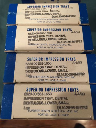 Superior Metal Dental Impression Trays Lower Size Small LOT 4 Mandibular