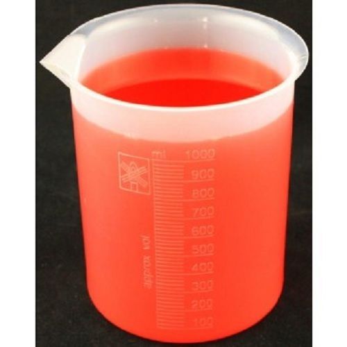 Plastic, Graduated, Polypropylene Beaker w Pour Spout : 1000ml