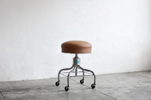 Vintage Chrome Medical Stool by Pedigo, Reupholstered