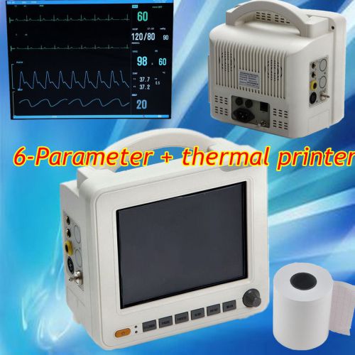 New 6-Parameter Patient Monitor  with Printer NIBP SPO2 ECG TEMP RESP PR8.4-inch