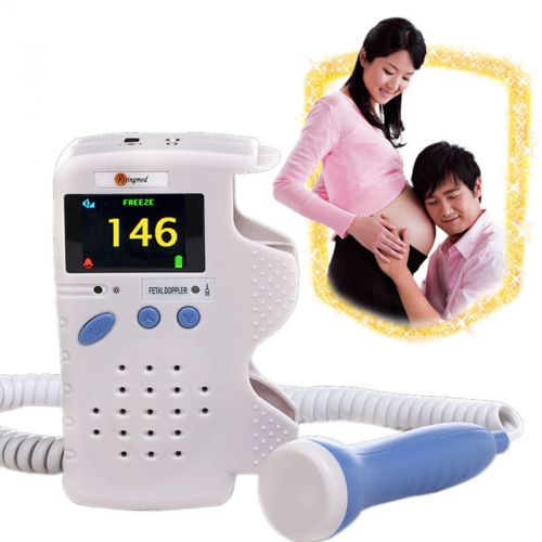 New Fetal Doppler 3MHz Color LCD Back Light Heart Beat Waveform Prenatal Gel FDA