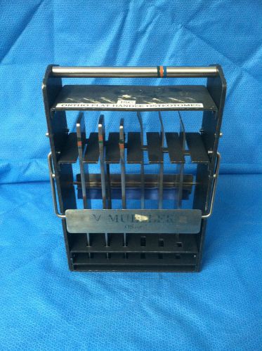 V. Mueller OS1065 Lambotte Rack w/ 7 Bone Osteotomes