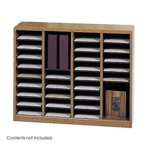 Safco products company e-z store wood 32 1/2&#034; literature organizer medium oak for sale