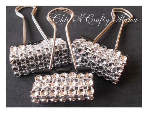 BLING Faux Rhinestone Mesh Set of  5 BINDER CLIPS