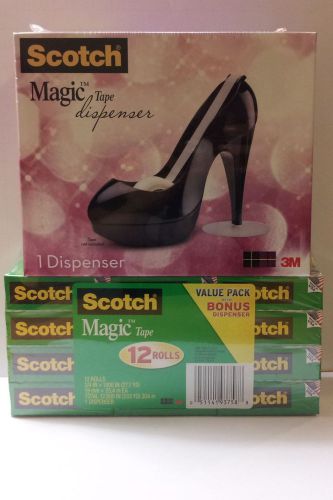 NEW 12 Tape Rolls Value Pack with Bonus Scotch Magic Shoe Tape Dispenser!