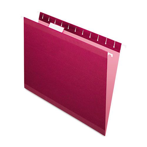 Reinforced Hanging Folders, 1/5 Tab, Letter, Burgundy, 25/Box