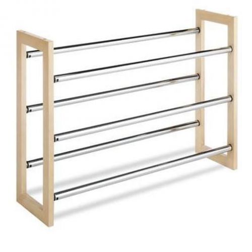 Wood Chrome Shoe Rack Natural 6026-2516