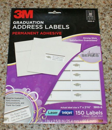 150 NEW SEALED GRADUATION ADDRESS LABELS 1&#034; X 2 5/8&#034;  3M LASER/INK JET  3900-W