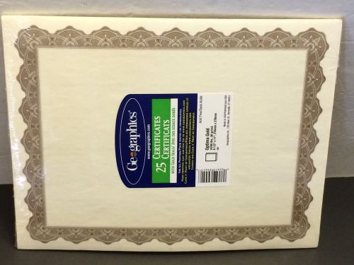 25 Blank Award Certificates Gold Seals Geographics Optima Golden Border NEW