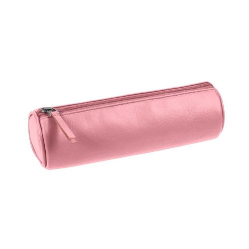 Round pencil holder - Pink - Smooth Calfskin - Leather