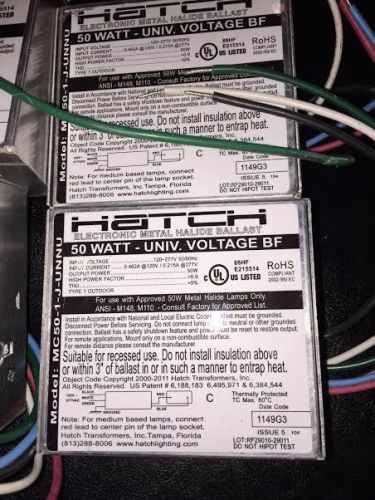 Hatch MC50-1-J-UNNU - 50 Watt - Electronic Metal Halide Ballast