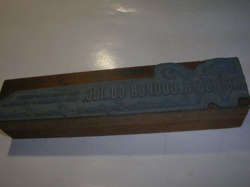 TED R COOPER CO INC Los Angeles CA  Vintage Wood Block Printing Metal Stamp