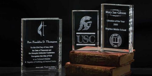 Small 3D Crystal Book Award - Laser Engraving