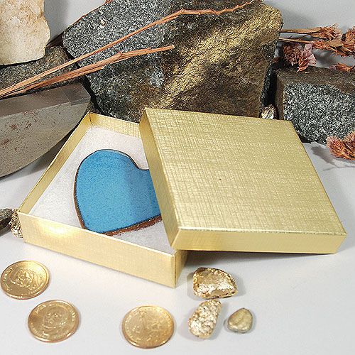 100 Gold Linen Jewelry Gift Boxes  - 3 1/2&#034; x 3 1/2&#034; x 1&#034; - Anti-Tarnish Cotton