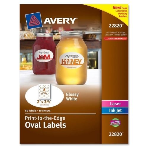 Avery easy peel oval label - 2&#034;wx3.33&#034;l - 80/pack - laser, inkjet - white for sale