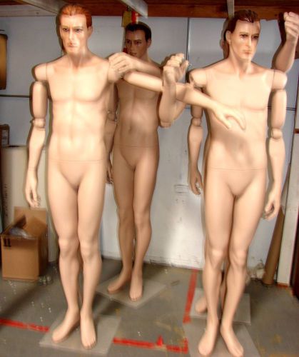 articulated male mannequins standing flexible arms, shoulders, elbows