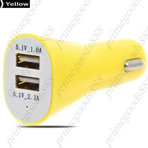 DC 12 24V 2.1A 1A Dual USB Ports Mini Quick Car Charger Vehicle Yellow