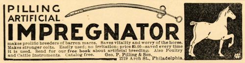 1907 ad geo p pilling son artificial impregnator horses - original cg1 for sale