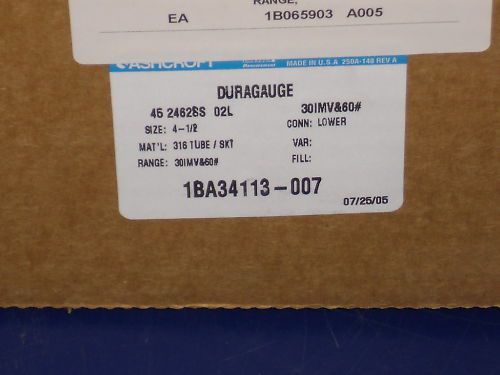 ASHCROFT 452462SS02L PRESSURE GAUGE *NEW*