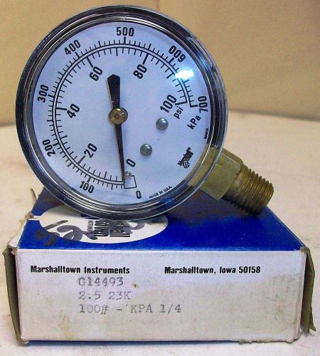 Marsh General Service Gauge 0-100 PSI 0-700 kPa 2 1/2&#034; 1/4&#034; NPT J4648 NIB