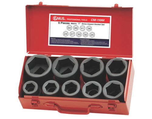 9PC 1&#034; Dr. Metric Impact Socket Set